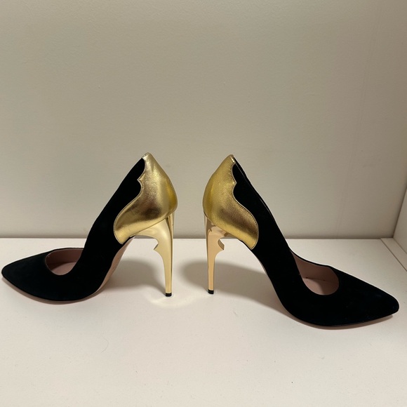 Nour Jensen New York Lorraine Heels-size 38 (US 7.5) velvet/leather - Picture 1 of 6